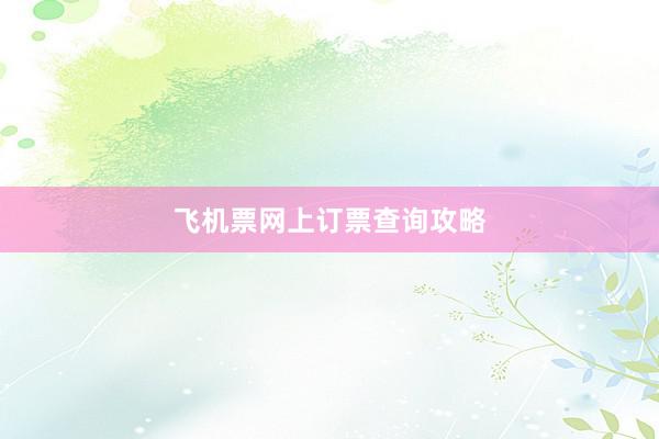 飞机票网上订票查询攻略